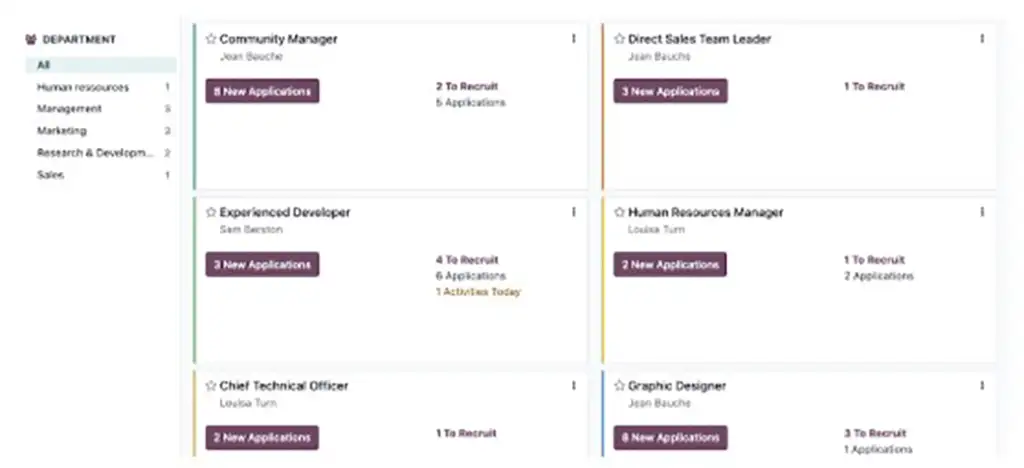 Gestion du recrutement odoo